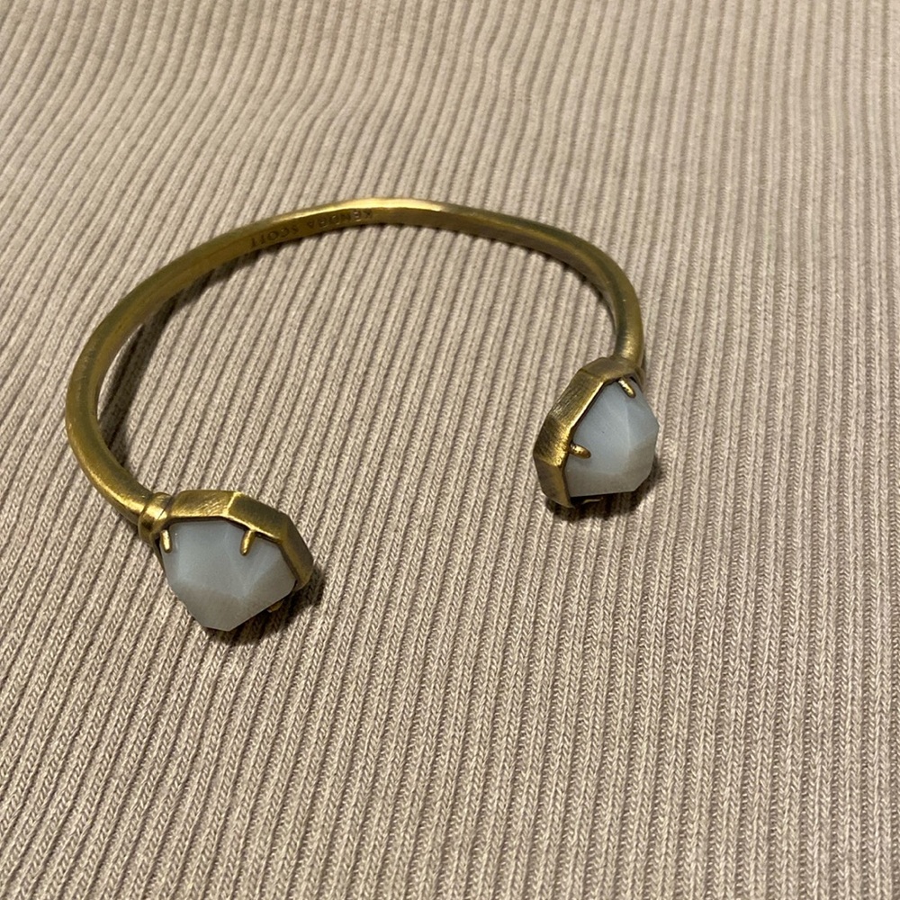 Kendra Scott Gold Cuff Bracelet with Light Gray/Opal Stones
